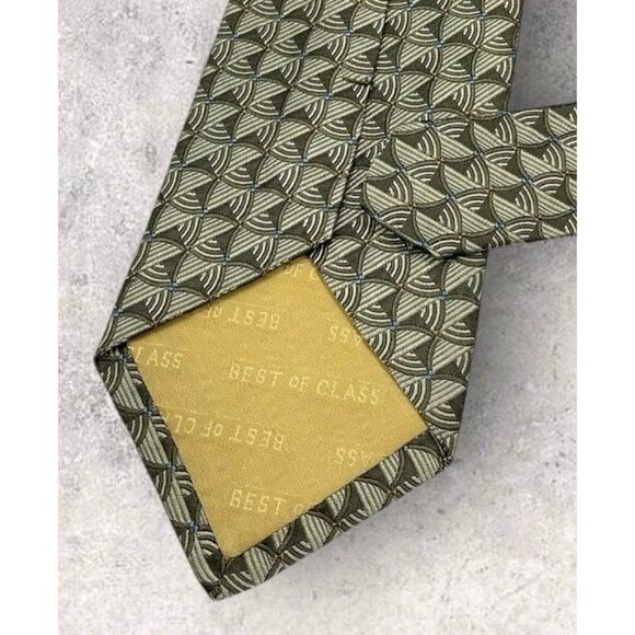 ROBERT TALBOTT Silk Tie USA Beige Gray Geometric W:4" EUC - Picture 5 of 6